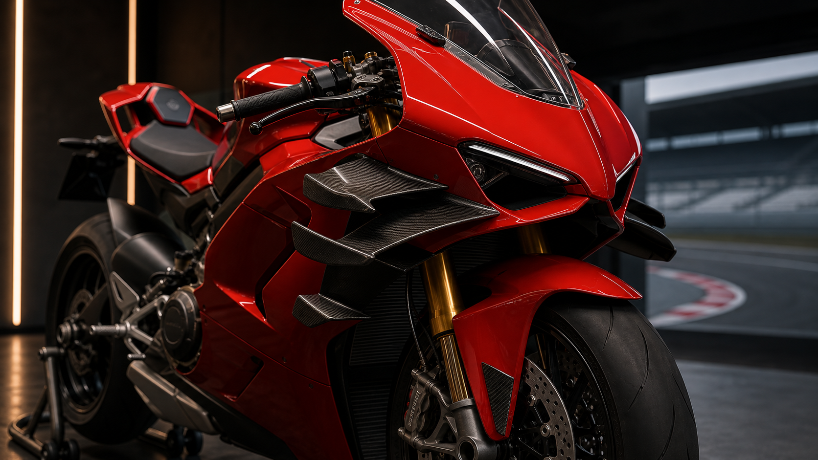 Ducati Panigale V4 R inspired aerodynamic winglets and fairing editorial image