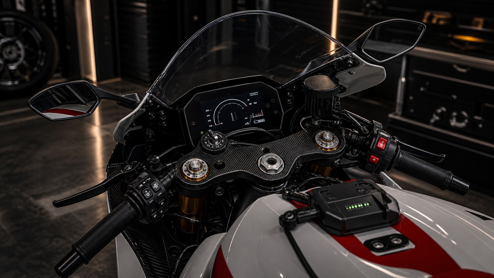 Yamaha R9 inspired cockpit electronics and track data editorial image