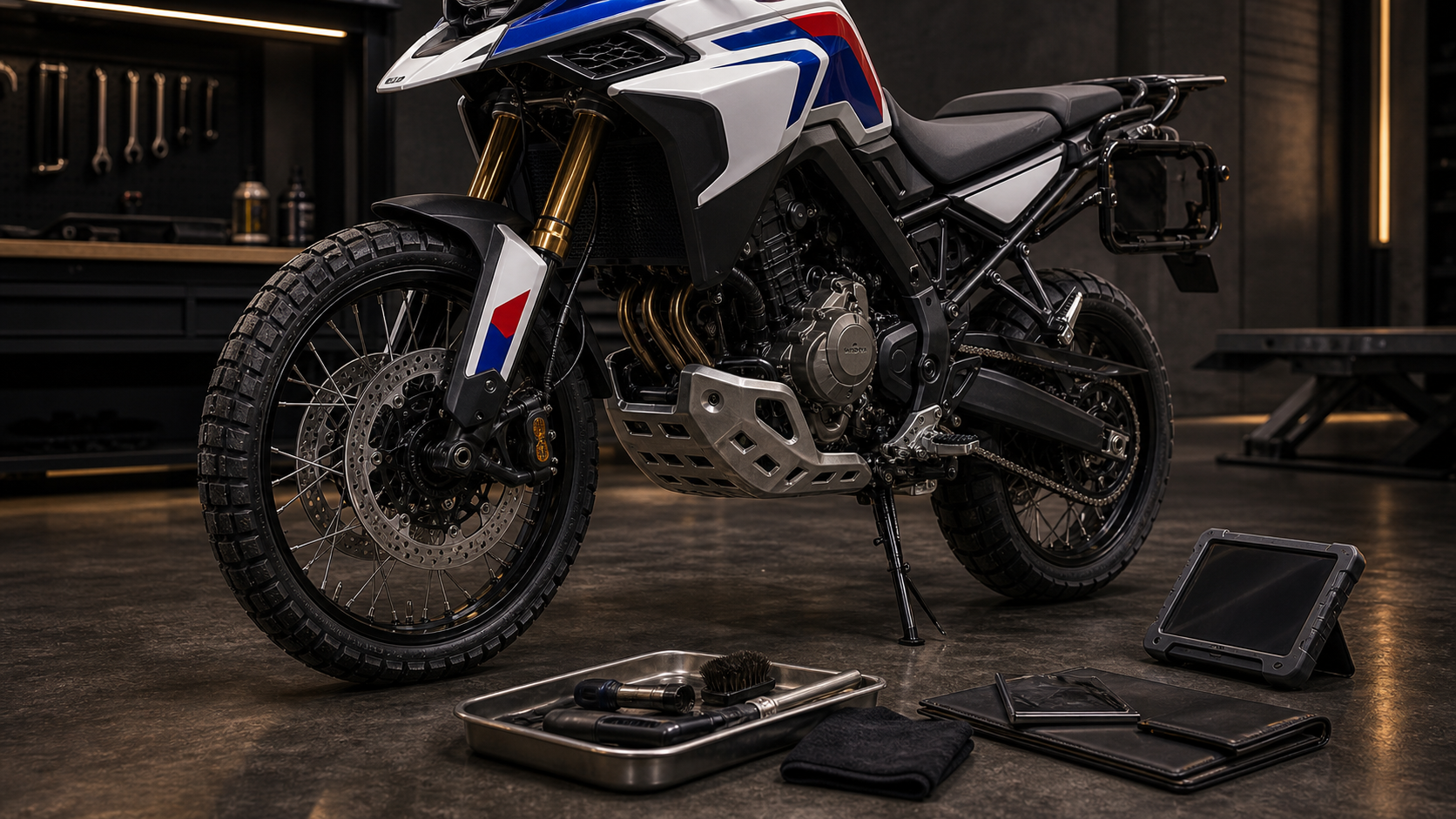 BMW F 450 GS curated adventure readiness inspection with tires brakes and service folio