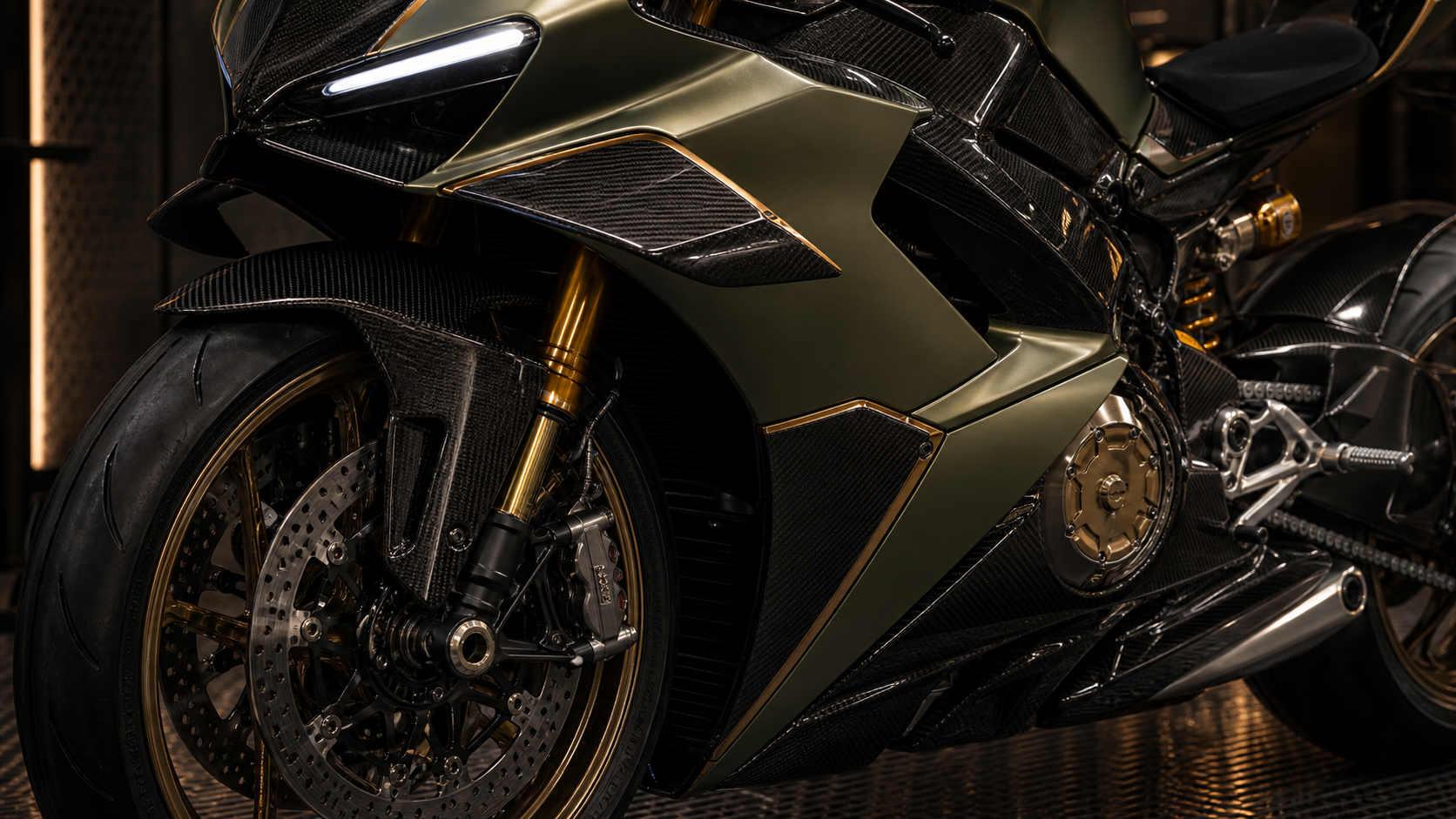 Ducati Panigale V4 Lamborghini carbon fiber bodywork and limited edition material detail