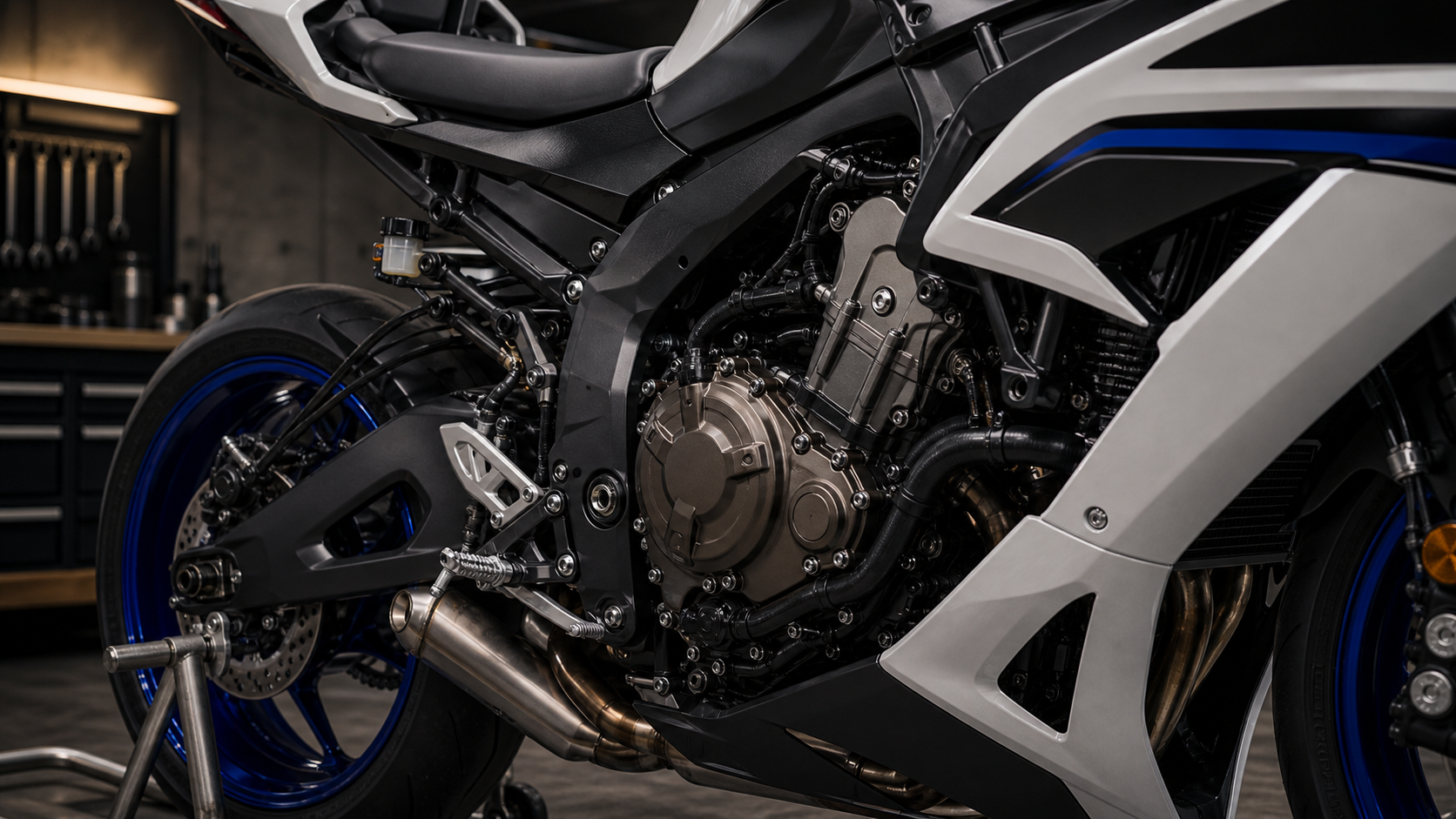 Yamaha YZF-R7 2026 CP2 689cc parallel-twin engine and chassis editorial detail