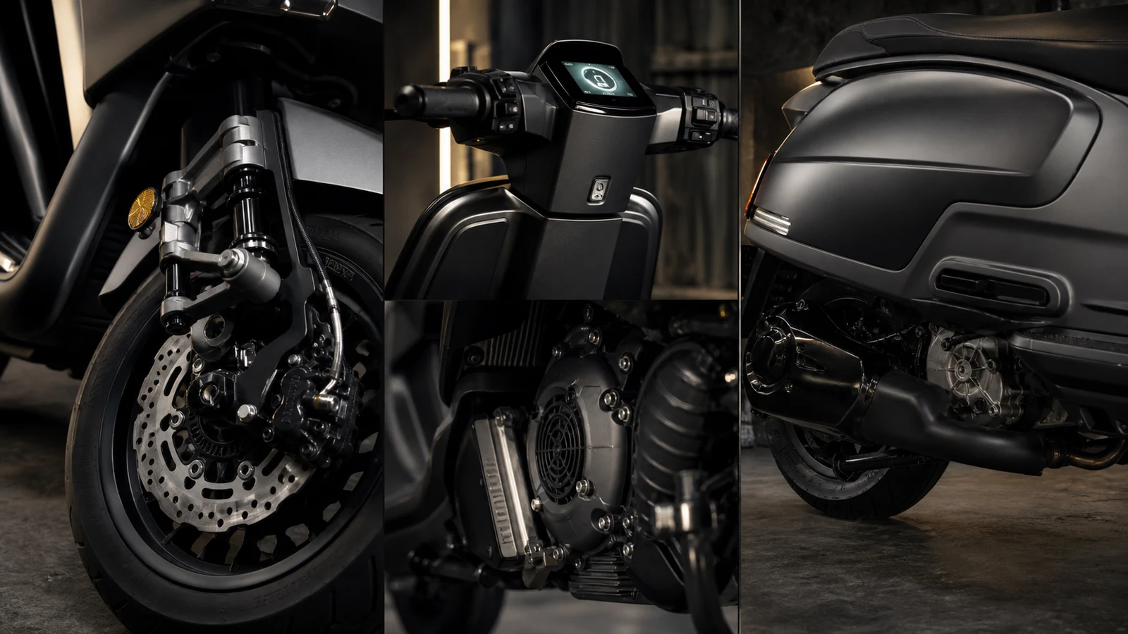 AI-generated Lambretta G350 Series III ABS suspension TFT cockpit and 330.1cc mechanical detail image