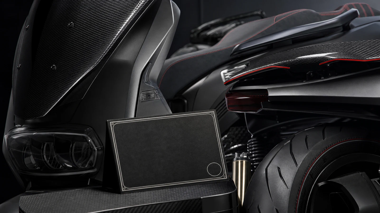 AI-generated Lambretta X300 CASA Limited Edition carbon windshield sport seat rear spoiler and numbered provenance detail image