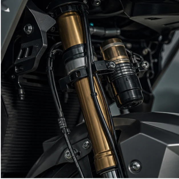 Generated Suzuki GSX-S1000GX inspired semi active fork and suspension detail