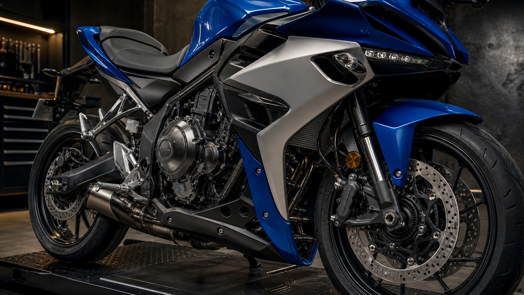 Suzuki GSX-8R AI-generated parallel twin engine, fairing, cockpit and front brake detail