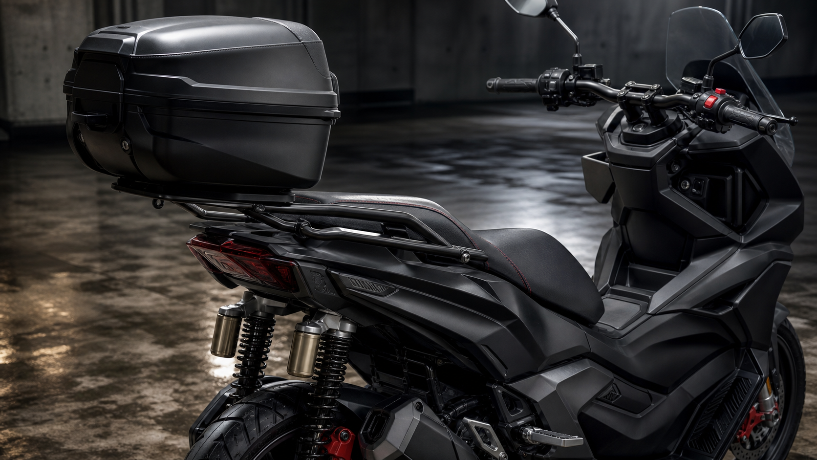 Honda ADV160 Smart Tourer Edition keyless top box carrier cockpit and touring hardware detail