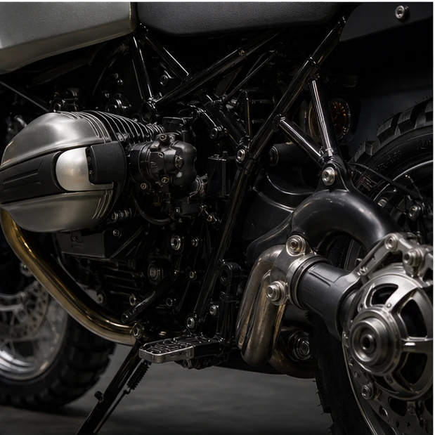 Generated boxer twin and shaft drive inspection detail inspired by BMW R 12 G/S