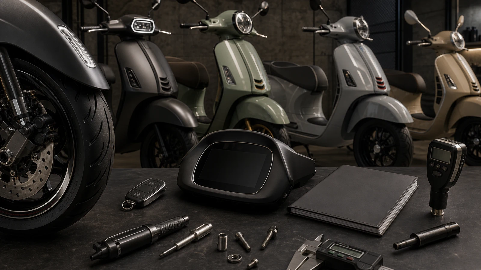 AI-generated Vespa Sprint Tech 180 Primavera S 180 GTS 300 HPE and GTV 300 HPE inspection detail image