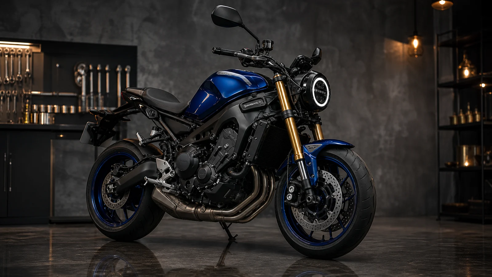 AI-generated Yamaha XSR900 CP3 neo-retro motorcycle engineering portrait